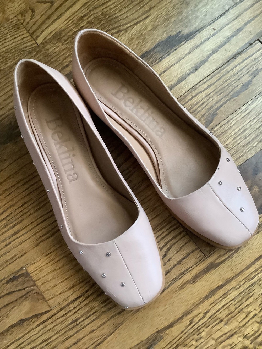 Beklina Studded Leather Wood-Heeled Shoes